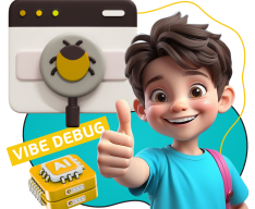 Тестирование & Vibe Debug. Охотники за багами - КИБЕРшкола программирования для детей, компьютерные курсы для школьников, начинающих и подростков - KIBERone г. Битца