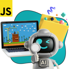Язык программирования JavaScript + AI. Проектное обучение + геймификация + AI-помощники - КИБЕРшкола программирования для детей, компьютерные курсы для школьников, начинающих и подростков - KIBERone г. Битца